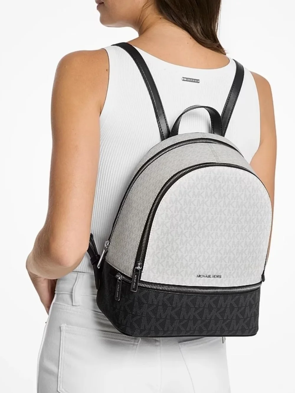 Michael Kors Rhea Medium Backpack in Optic White Multi Colorblock - Picture 2 of 10